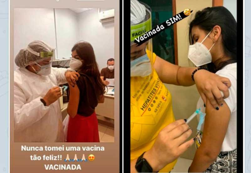 As médicas Gabrielle e Isabelle Kirk Maddy Lins tomaram a segunda dose da vacina contra em Manaus, embora decisão na Justiça Federal tenha proibido.