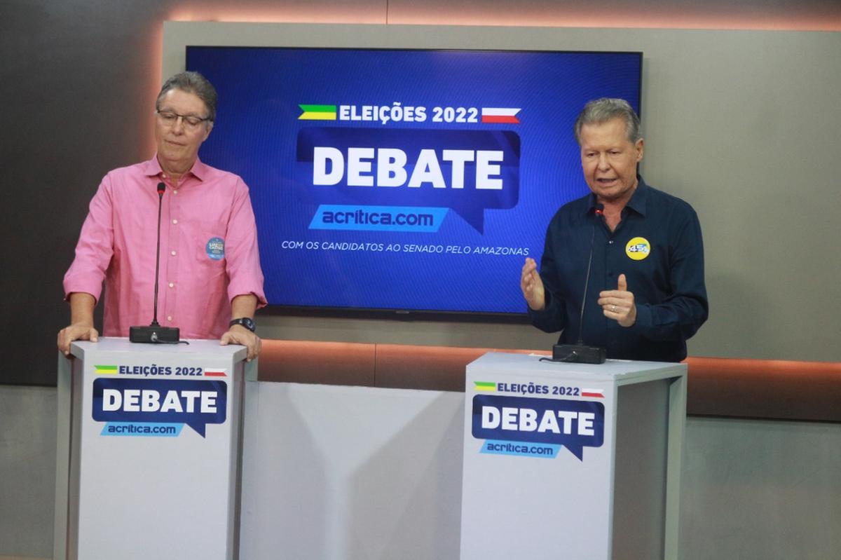 Os candidatos Luiz Castro (PDT) e Arthur Neto (PSDB) protagonizaram uma discussão acalorada durante debate realizado pelo Portal A Crítica.