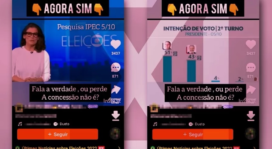 É falso que o presidente da República e candidato à reeleição, Jair Bolsonaro (PL), apareça à frente, com 51% das intenções de voto.