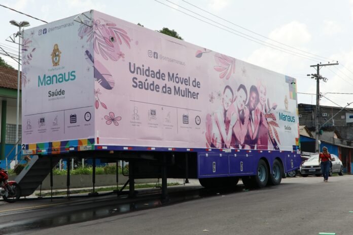 Unidade Móvel de Saúde da Mulher tem novos locais nas zonas Oeste e Rural de Manaus e oferece consultas, exames, mamografia e vacinação.