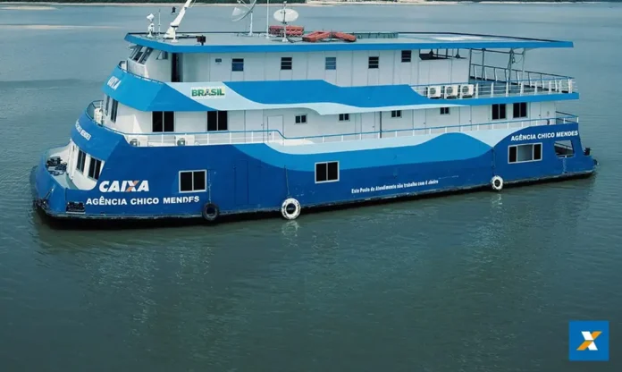 Agência-Barco da Caixa atenderá oito cidades do Amazonas em maio com serviços para FGTS, INSS, Bolsa Família e Seguro-Desemprego.