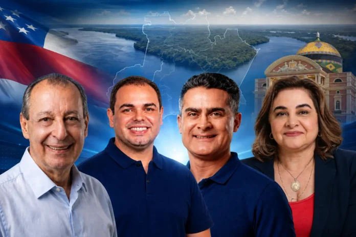 Projeta Pesquisa aponta empate técnico entre Omar Aziz (25,72%) e Roberto Cidade (24,00%) para o Governo do Amazonas.