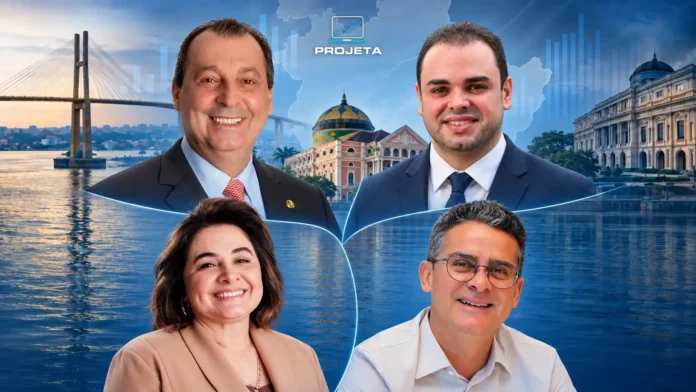 Instituto Projeta aponta empate técnico entre Omar Aziz e Roberto Cidade.